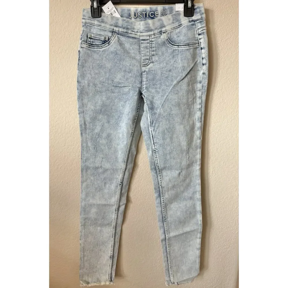 Lot Of 2 Justice Stretchy Girls' Pull On Jean Leggings Jeggings Pants Size 14